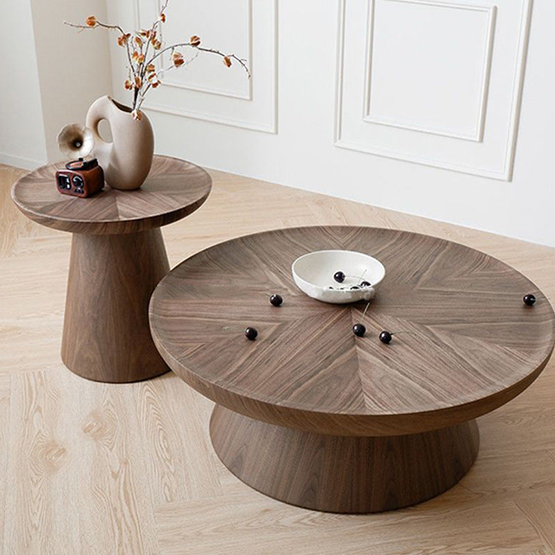 Modern Minimalist MDF Round Coffee Table Set With Raised Edges For Living Room