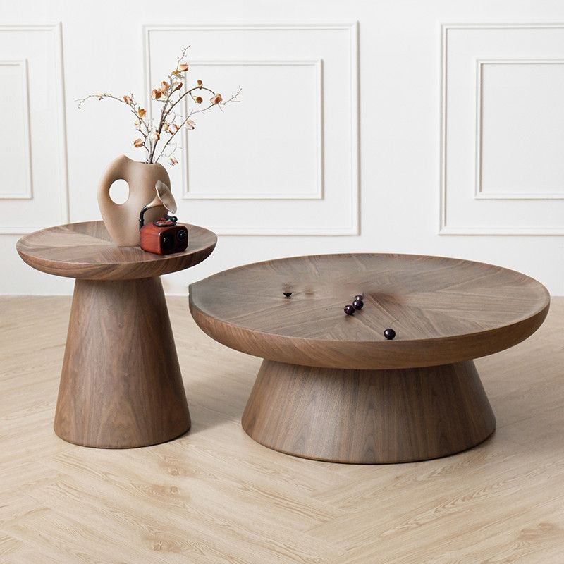 Modern Minimalist MDF Round Coffee Table Set With Raised Edges For Living Room