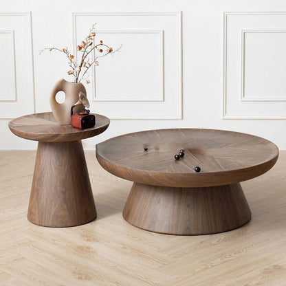 Modern Minimalist MDF Round Coffee Table Set With Raised Edges For Living Room