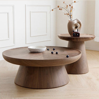 Modern Minimalist MDF Round Coffee Table Set With Raised Edges For Living Room
