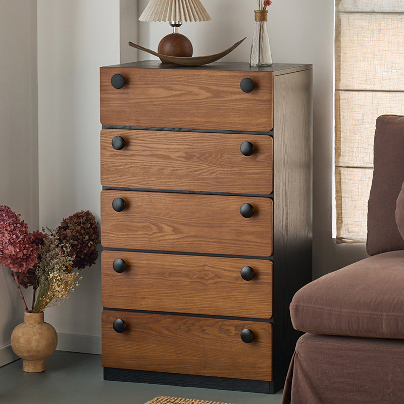 Modern Minimalist Solid Wood & Plywood Storage Cabinet With 4 Drawers, Large Drawer Dresser For Living Room