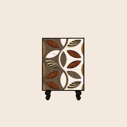 Contemporary Creative Solid Wood Artistic Storage Cabinet With Carved Drawer Fronts, 5-Drawer For Living Room