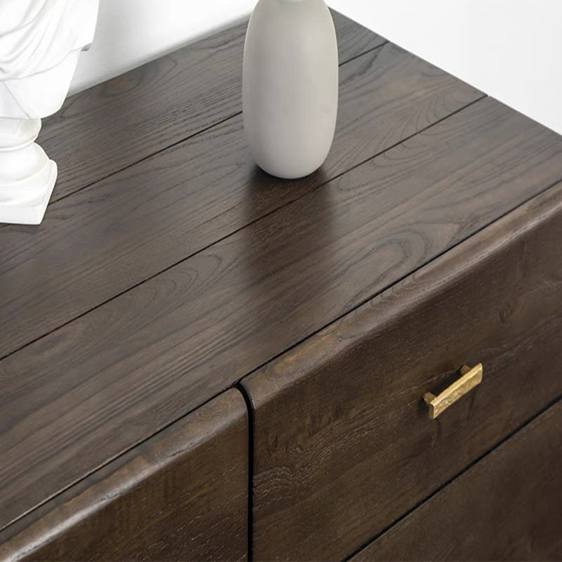 Contemporary Retro Solid Oak Wood & Iron Storage Cabinet With 6-Drawer For Living Room