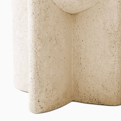 Modern Minimalist Cream Travertine Round Refined Side Table Solid Stone Accent End Table For Living Room & Bedroom