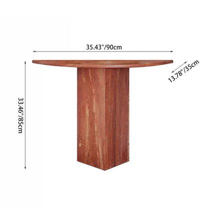 Modern Minimalist Natural Travertine Half Moon Console Table Against The Wall Space-saving For Living Room Entryway