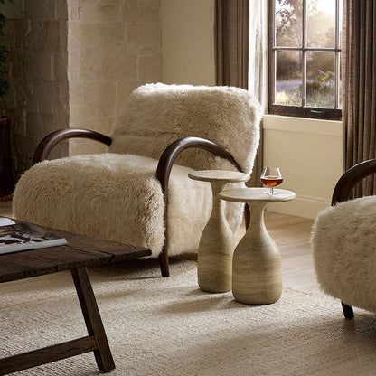 Modern Luxury Fiberglass Round Sculptural Side Table For Living Room