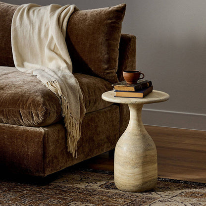 Modern Luxury Fiberglass Round Sculptural Side Table For Living Room