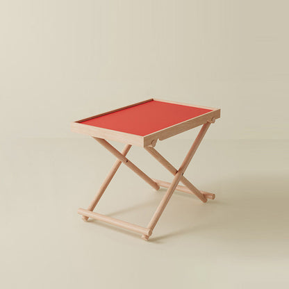 Modern Minimalist Rectangular Solid Wood & MDF Rectangular Side Table With Foldable Design & Adjustable Height For Living Room And Bedroom