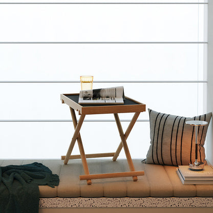 Modern Minimalist Rectangular Solid Wood & MDF Rectangular Side Table With Foldable Design & Adjustable Height For Living Room And Bedroom