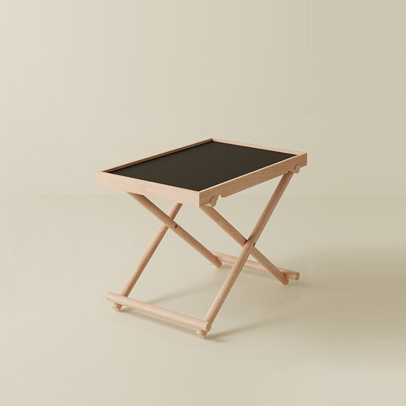 Modern Minimalist Rectangular Solid Wood & MDF Rectangular Side Table With Foldable Design & Adjustable Height For Living Room And Bedroom