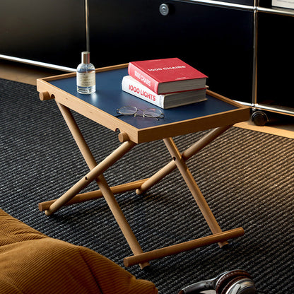 Modern Minimalist Rectangular Solid Wood & MDF Rectangular Side Table With Foldable Design & Adjustable Height For Living Room And Bedroom