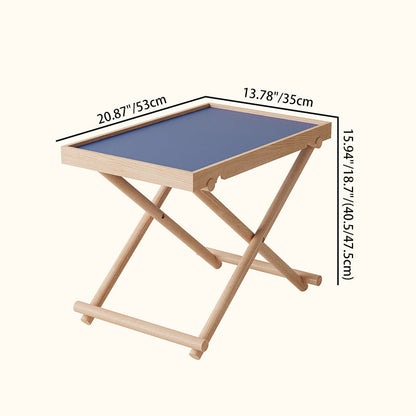 Modern Minimalist Rectangular Solid Wood & MDF Rectangular Side Table With Foldable Design & Adjustable Height For Living Room And Bedroom