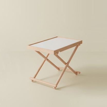 Modern Minimalist Rectangular Solid Wood & MDF Rectangular Side Table With Foldable Design & Adjustable Height For Living Room And Bedroom