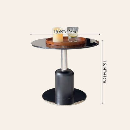 Modern Minimalist Tempered Glass Stainless Steel Round Side Table For Living Room