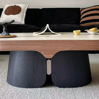 Modern Minimalist Yellow Travertine Solid Wood Plywood Stainless Steel Oval Coffee Table For Living Room