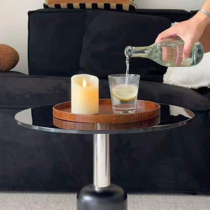 Modern Minimalist Tempered Glass Stainless Steel Round Side Table For Living Room