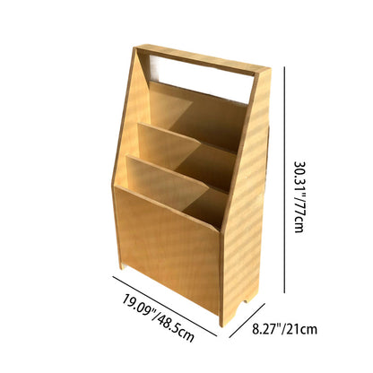 Contemporary Nordic Birch Plywood Trapezoid Bookshelf With 3-Tier Storage For Living Room & Home Office