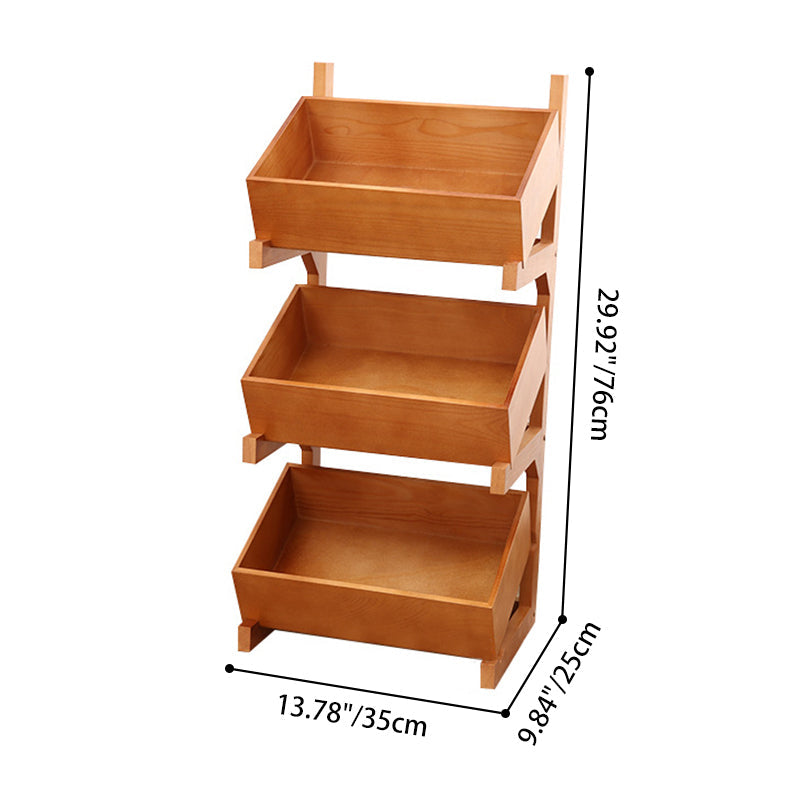Modern Minimalist Solid Wood Rectangular Storage Shelf With 3-Tier Organizer For Living Room & Kitchen