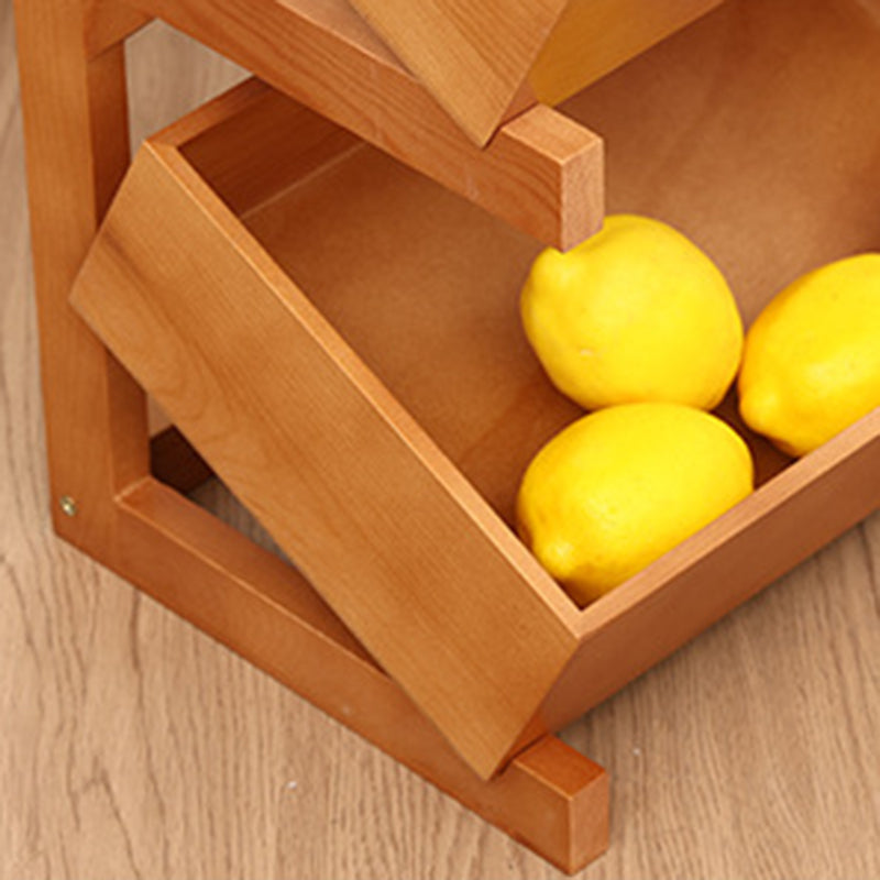 Modern Minimalist Solid Wood Rectangular Storage Shelf With 3-Tier Organizer For Living Room & Kitchen