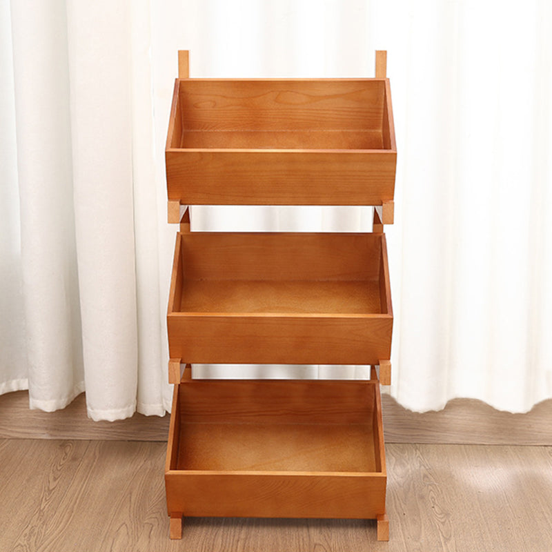 Modern Minimalist Solid Wood Rectangular Storage Shelf With 3-Tier Organizer For Living Room & Kitchen