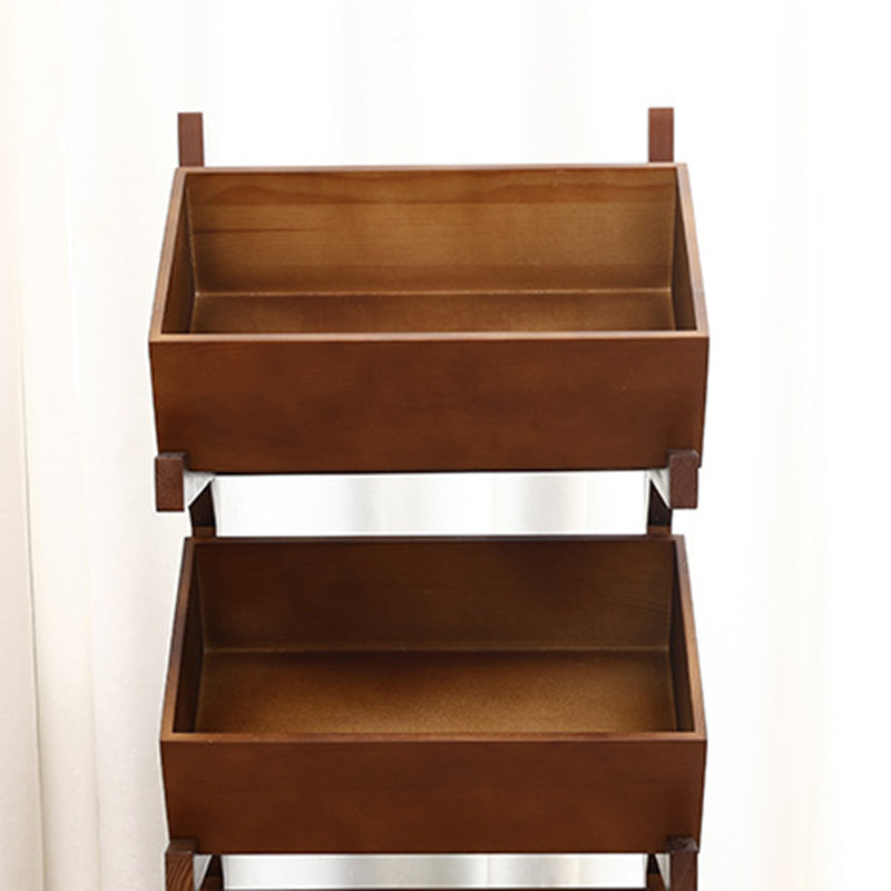 Modern Minimalist Solid Wood Rectangular Storage Shelf With 3-Tier Organizer For Living Room & Kitchen