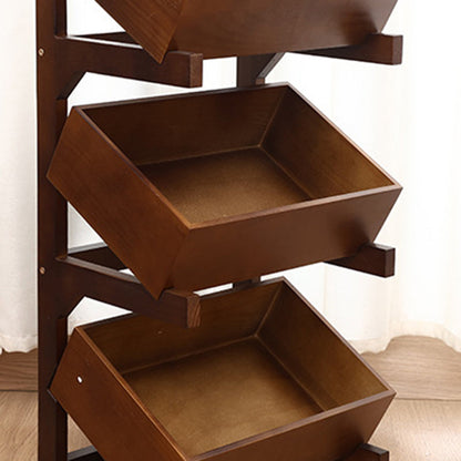 Modern Minimalist Solid Wood Rectangular Storage Shelf With 3-Tier Organizer For Living Room & Kitchen