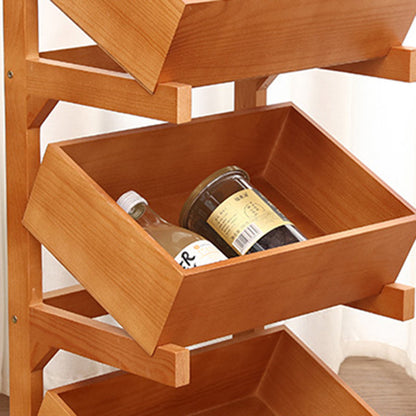 Modern Minimalist Solid Wood Rectangular Storage Shelf With 3-Tier Organizer For Living Room & Kitchen