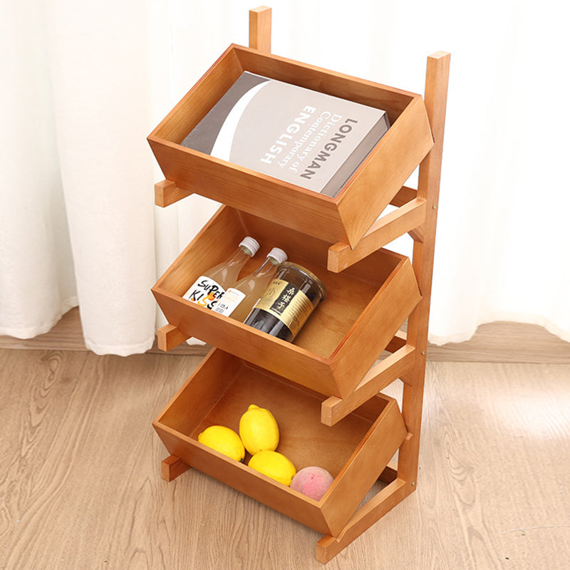 Modern Minimalist Solid Wood Rectangular Storage Shelf With 3-Tier Organizer For Living Room & Kitchen