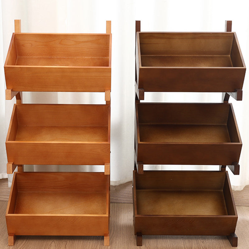 Modern Minimalist Solid Wood Rectangular Storage Shelf With 3-Tier Organizer For Living Room & Kitchen