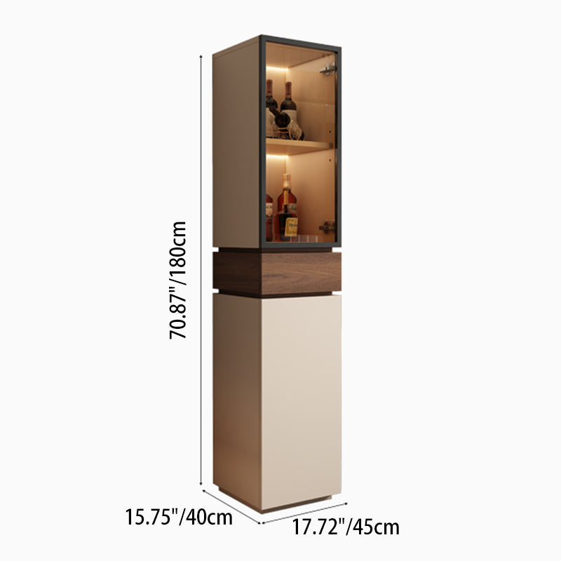 Modern Luxury Solid Wood Eco-Board & Glass Rectangular Display Rack With 2 Cabinets & 1 Drawer For Living Room