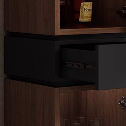 Modern Luxury Solid Wood Eco-Board & Glass Rectangular Display Rack With 2 Cabinets & 1 Drawer For Living Room