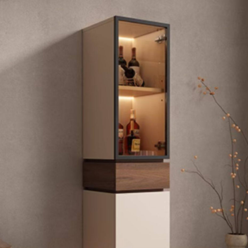 Modern Luxury Solid Wood Eco-Board & Glass Rectangular Display Rack With 2 Cabinets & 1 Drawer For Living Room