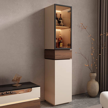 Modern Luxury Solid Wood Eco-Board & Glass Rectangular Display Rack With 2 Cabinets & 1 Drawer For Living Room