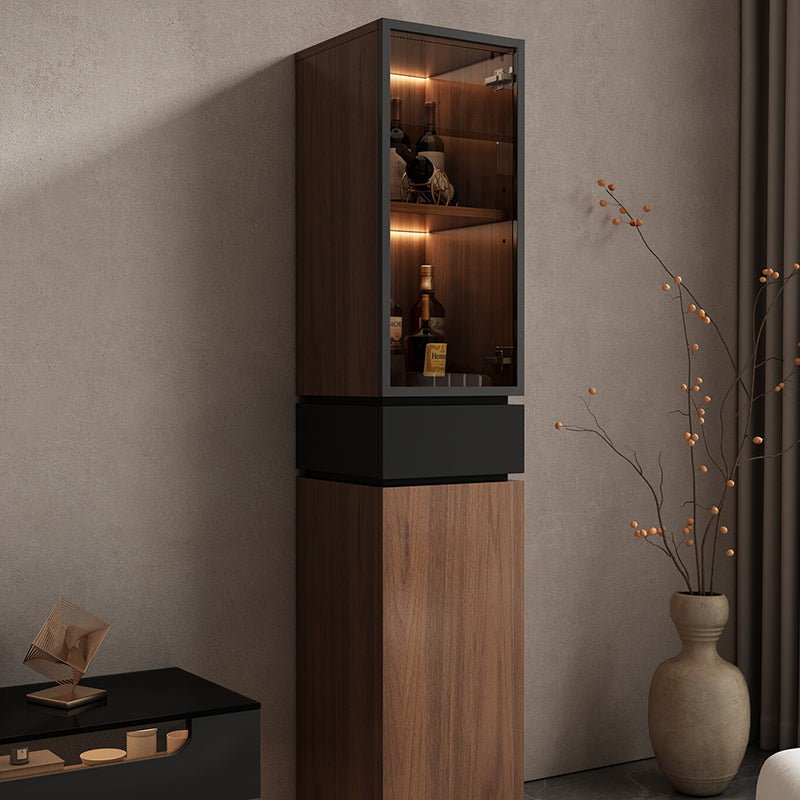 Modern Luxury Solid Wood Eco-Board & Glass Rectangular Display Rack With 2 Cabinets & 1 Drawer For Living Room