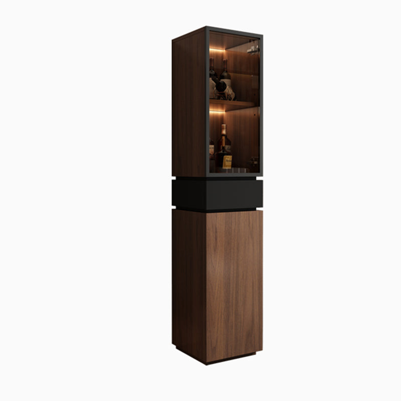 Modern Luxury Solid Wood Eco-Board & Glass Rectangular Display Rack With 2 Cabinets & 1 Drawer For Living Room