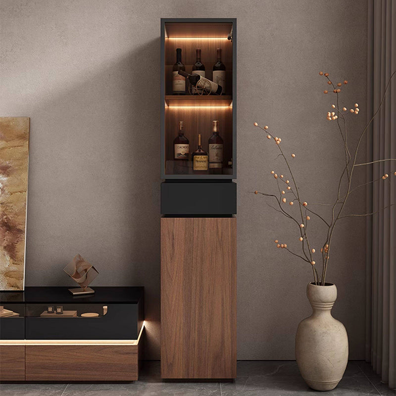 Modern Luxury Solid Wood Eco-Board & Glass Rectangular Display Rack With 2 Cabinets & 1 Drawer For Living Room