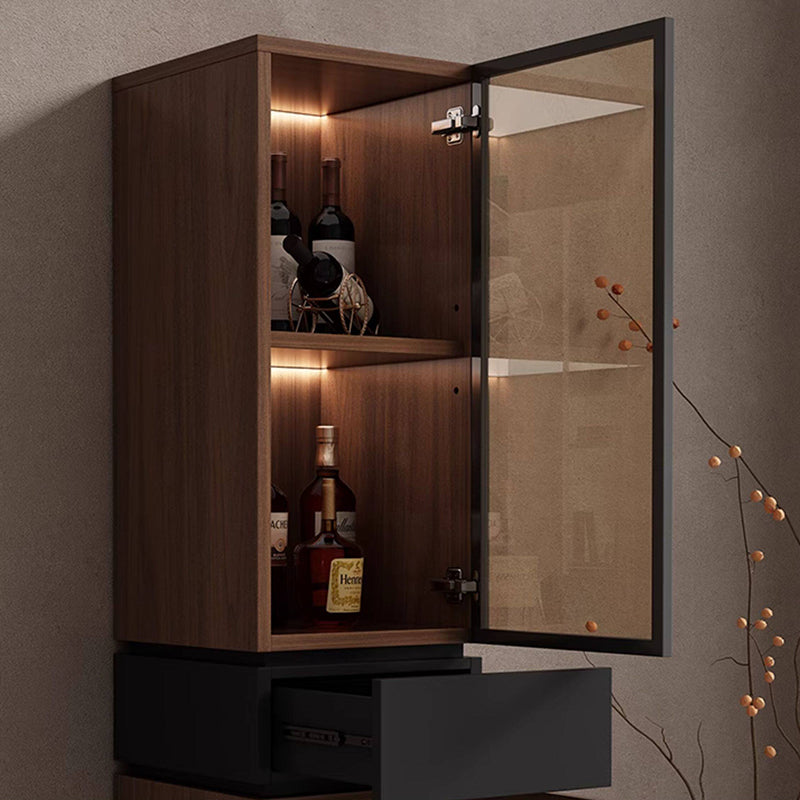 Modern Luxury Solid Wood Eco-Board & Glass Rectangular Display Rack With 2 Cabinets & 1 Drawer For Living Room