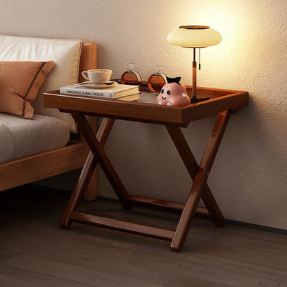 Modern Minimalist Nan Bamboo MDF Acrylic X-Shaped Stable Support Side Table With Foldable & Detachable Design For Living Room