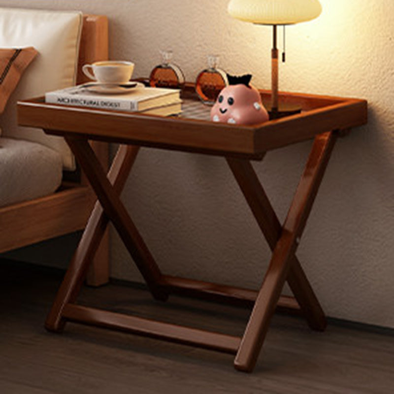 Modern Minimalist Nan Bamboo MDF Acrylic X-Shaped Stable Support Side Table With Foldable & Detachable Design For Living Room