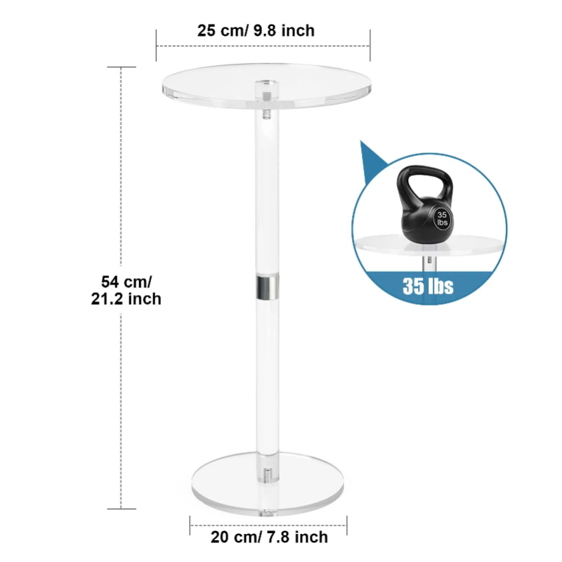 Modern Minimalist Acrylic Round Side Table For Living Room & Bedroom & Bathroom