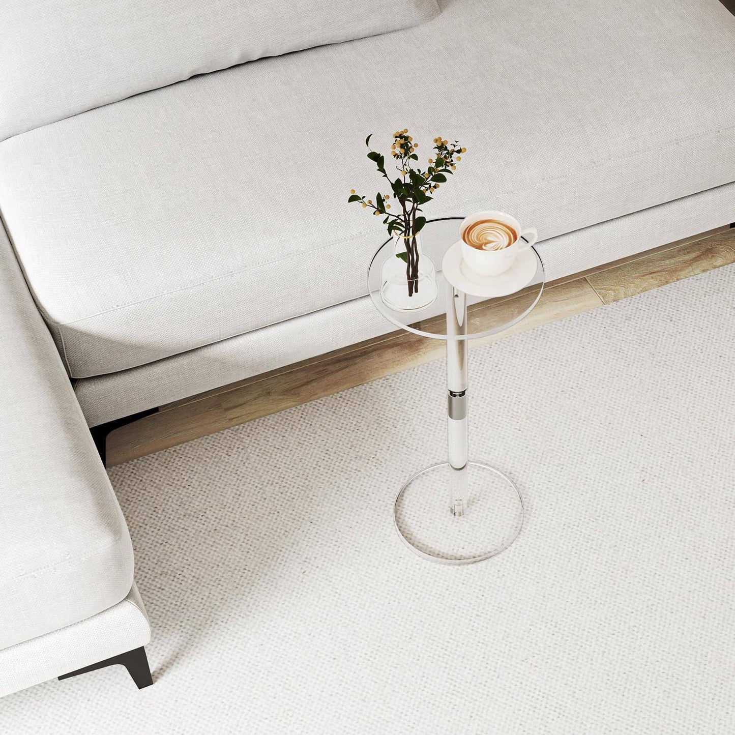 Modern Minimalist Acrylic Round Side Table For Living Room & Bedroom & Bathroom