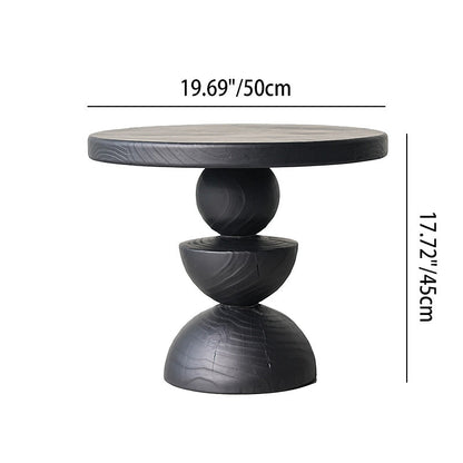 Contemporary Creative Sculptural Art-Inspired Solid Wood Round Side Table For Living Room