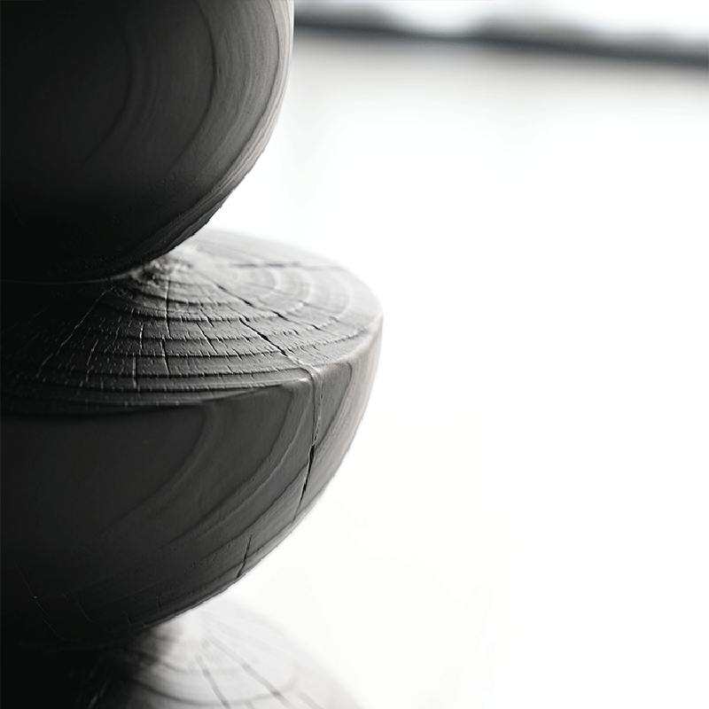 Contemporary Creative Sculptural Art-Inspired Solid Wood Round Side Table For Living Room