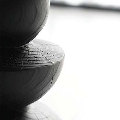 Contemporary Creative Sculptural Art-Inspired Solid Wood Round Side Table For Living Room