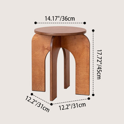 Contemporary Retro Round Birch Wood Marine Board Versatile Low Stool For Living Room & Bedroom & Entryway