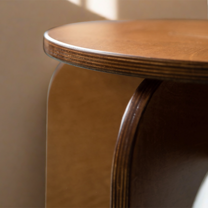 Contemporary Retro Round Birch Wood Marine Board Versatile Low Stool For Living Room & Bedroom & Entryway