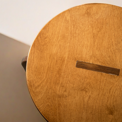 Contemporary Retro Round Birch Wood Marine Board Versatile Low Stool For Living Room & Bedroom & Entryway