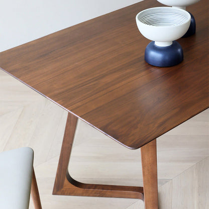 Contemporary Nordic Solid Walnut & Plywood Rectangular Precision Joinery & Mortise-and-Tenon Craft For Long-Lasting Durability Dining Table For 4-8 Seats