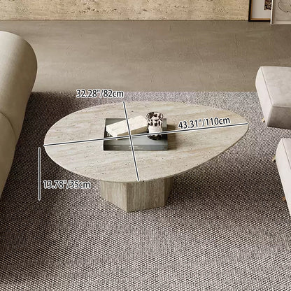 Modern Minimalist Premium Travertine Teardrop Coffee Table For Living Room