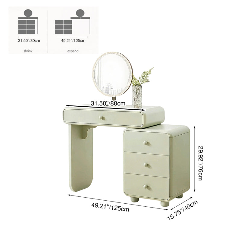 Cream Style Vanity Desk With Expandable Drawer Cabinet - Modern Minimalist MDF Particle Board Bedroom Makeup Vanity With 4 Drawers